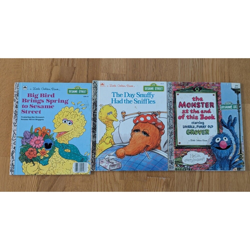 Vintage 80s Little Golden Books Sesame Street, Big Bird, Grover Lot Of 3 See Pic